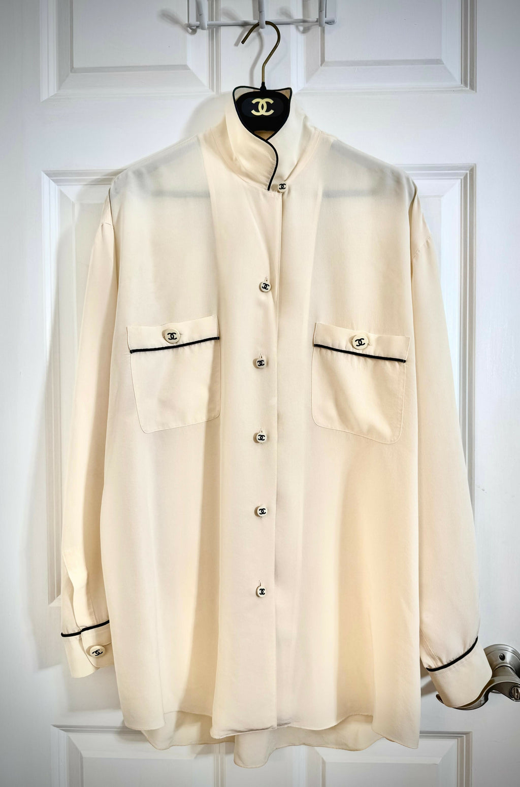 Rare Vintage Chanel Cream Silk Blouse