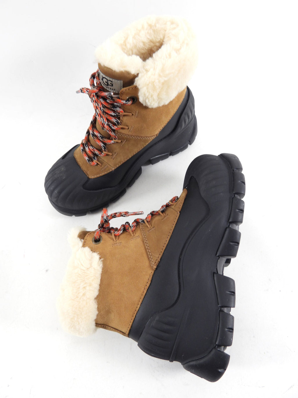 Ugg Tan Leather Shearling Adiroam Hiker Winter Boots - 6.5