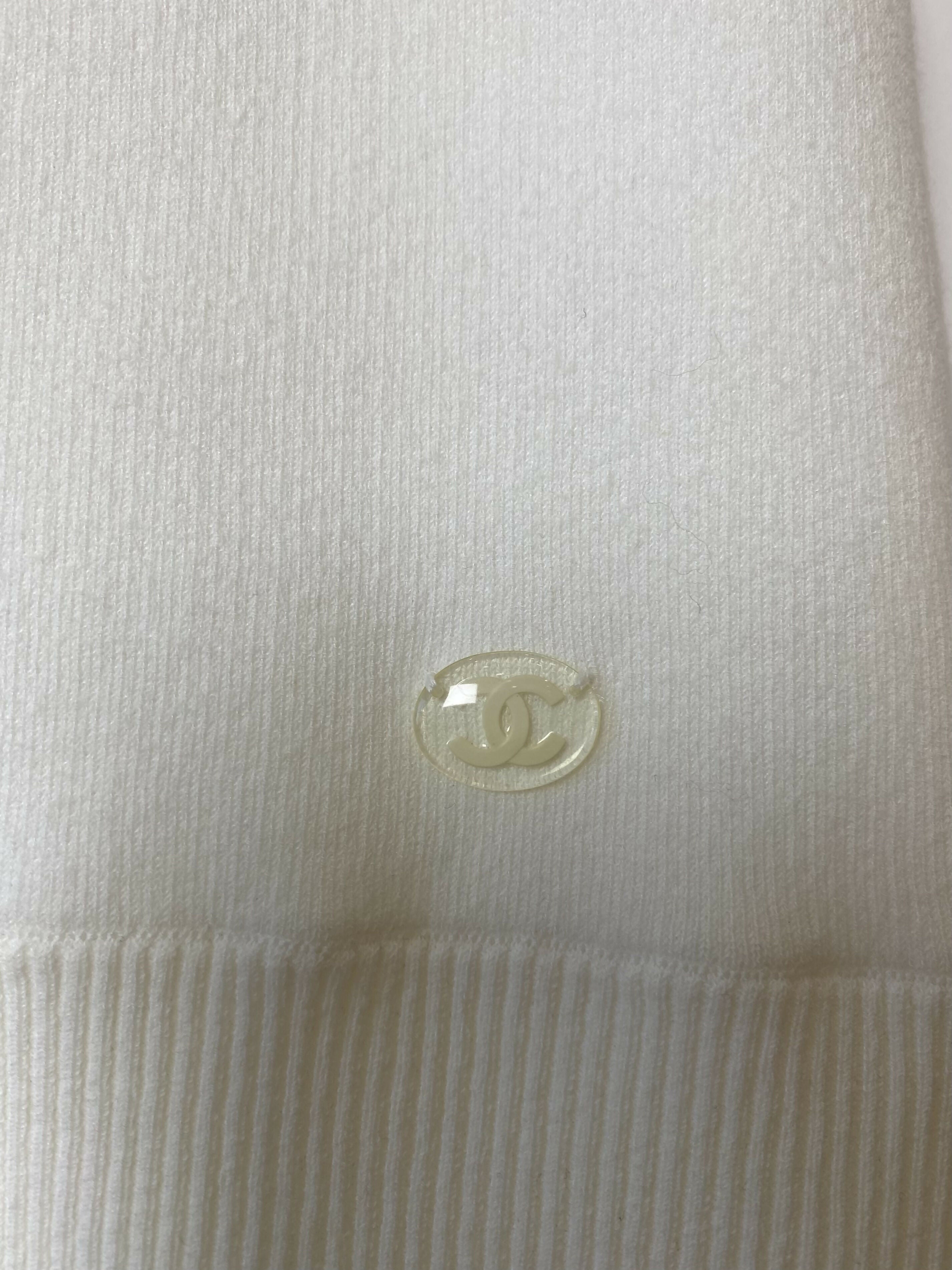 CHANEL 18P WATER DROP EMBELLISHED COTTON BLOUSE TOP FR 38