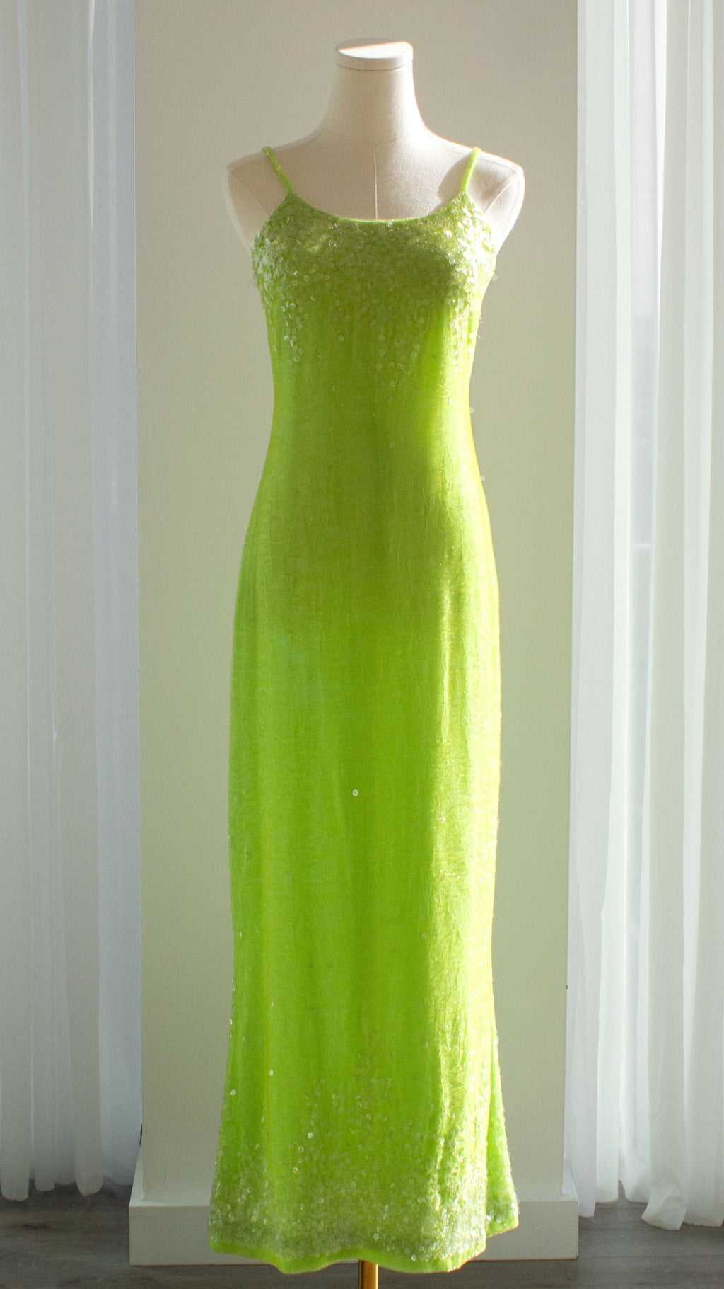Chanel Vintage S/S1997 Green Sequin Embellished Velvet Dress Gown Jacket 97P Set