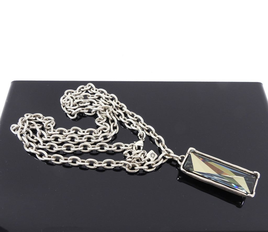 Uno de 50 Long Chain Necklace with Swarovski Blue Crystal Pendant
