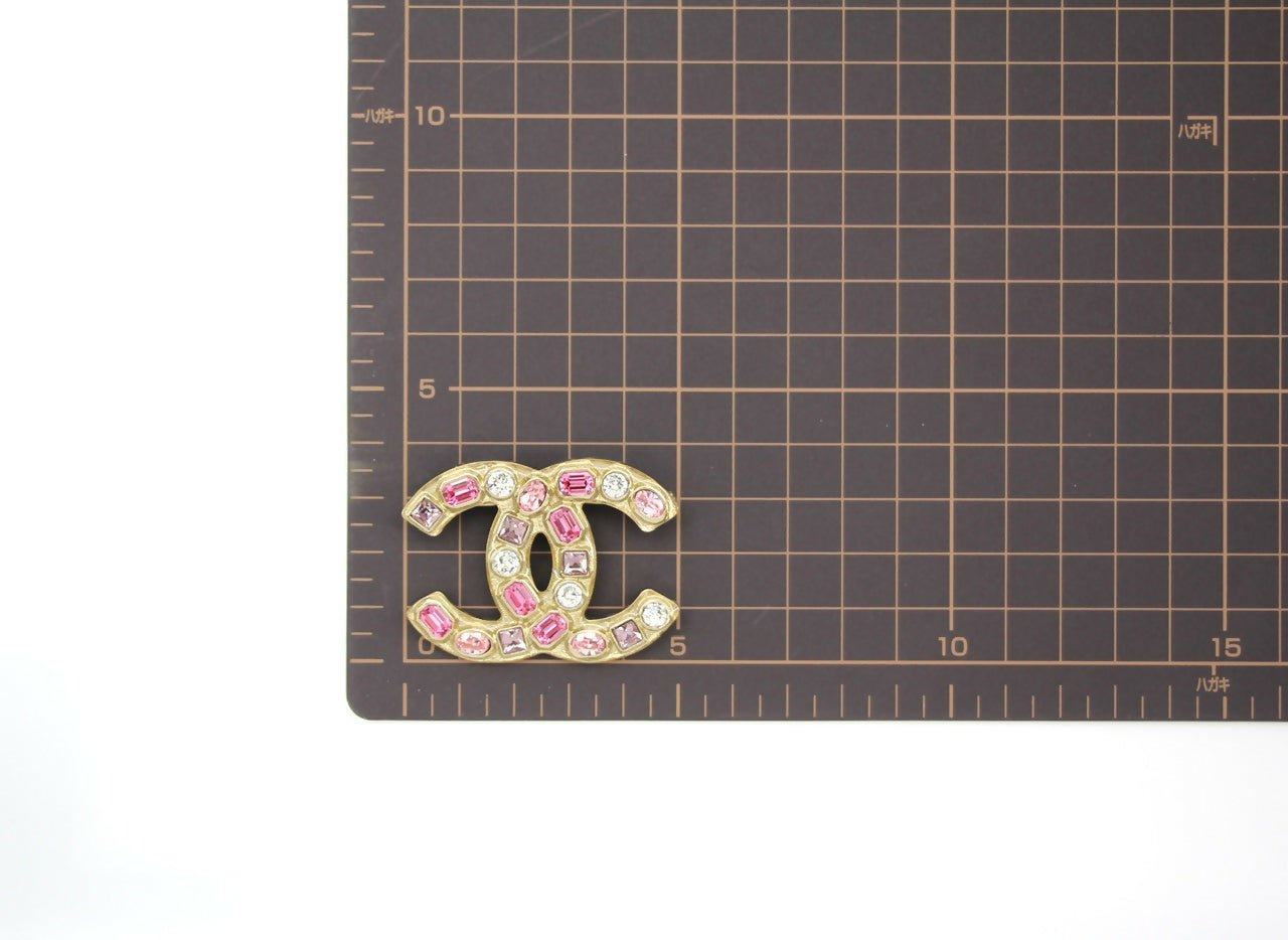 Chanel B19C Rhinestone Pink and Light Pink CC Mark Brooch