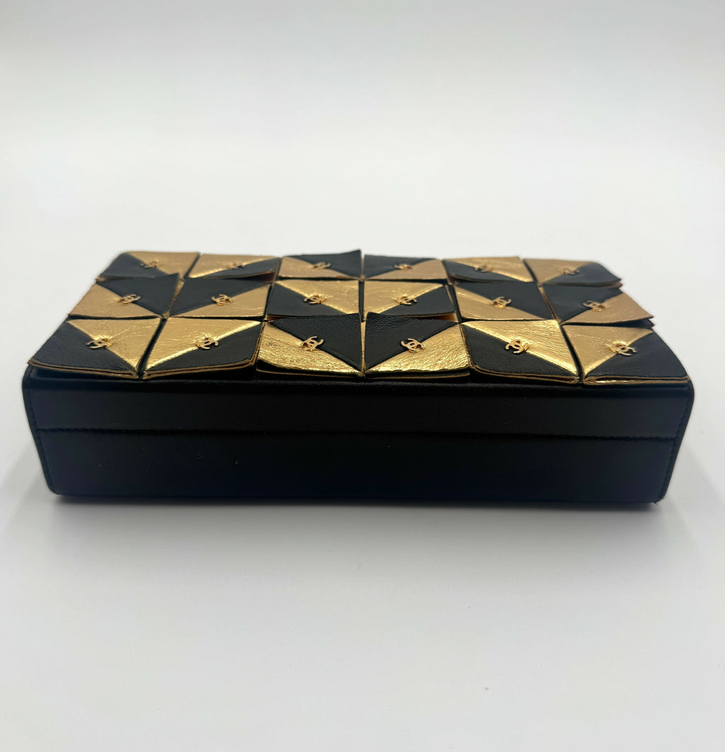Chanel 19A Paris-New York Egypt Gold & Black Framed Minaudière Clutch Bag