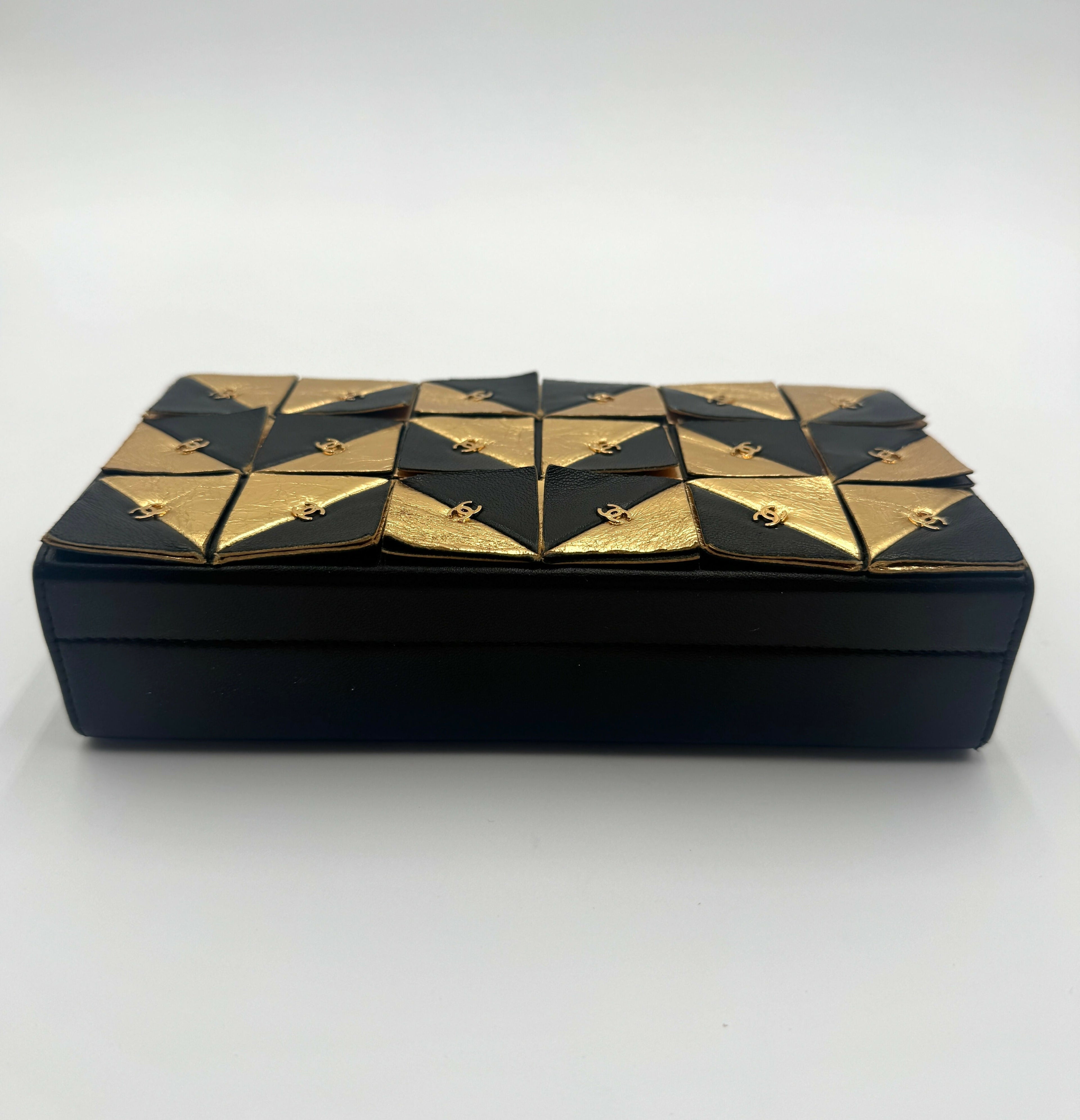 Chanel 19A Paris-New York Egypt Gold & Black Framed Minaudière Clutch Bag