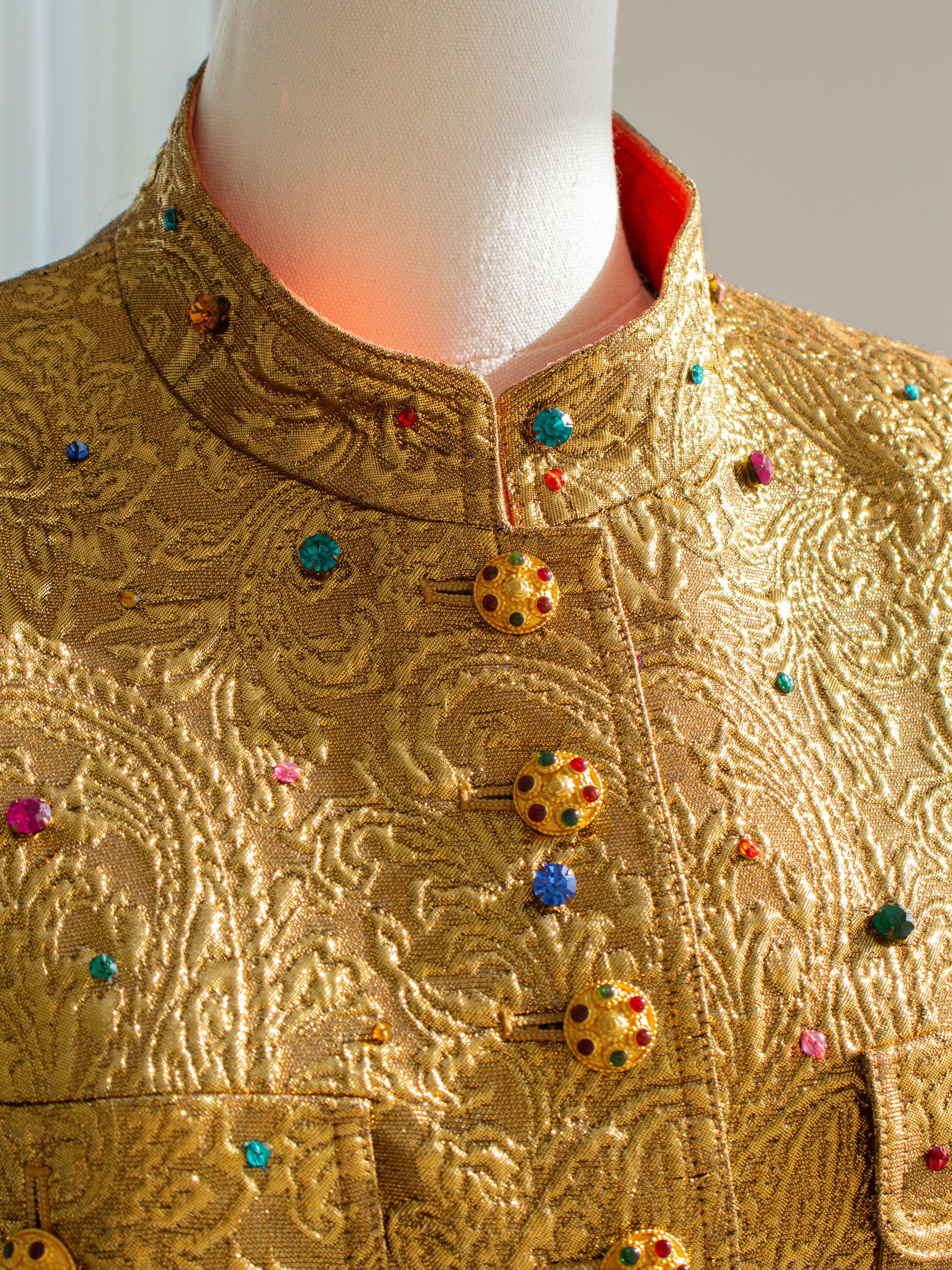 Museum Chanel Vintage F/W 1996 Gold Brocade Mughal Jeweled Gripoix 96A Jacket