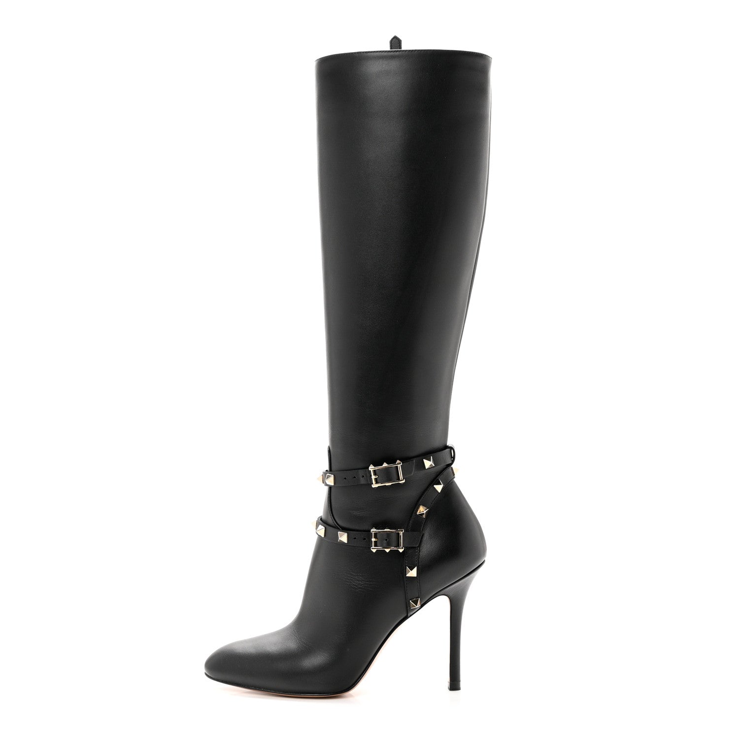 VALENTINO GARAVANI CALFSKIN ROCKSTUD KNEE-HIGH BOOTS