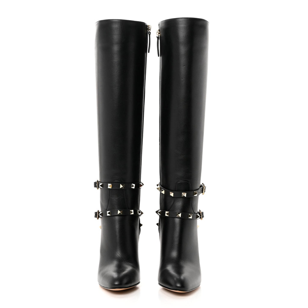 VALENTINO GARAVANI CALFSKIN ROCKSTUD KNEE-HIGH BOOTS