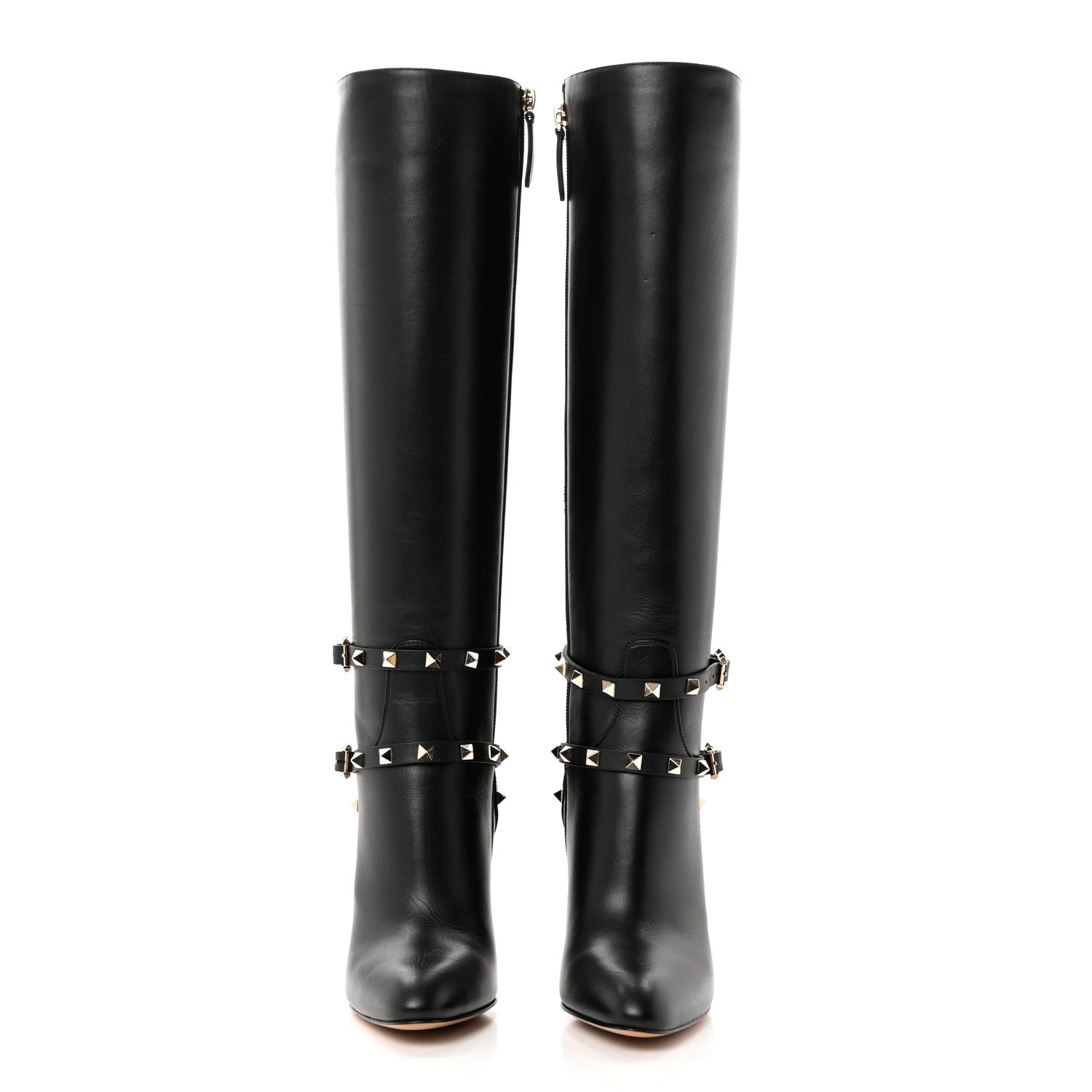 VALENTINO GARAVANI CALFSKIN ROCKSTUD KNEE-HIGH BOOTS