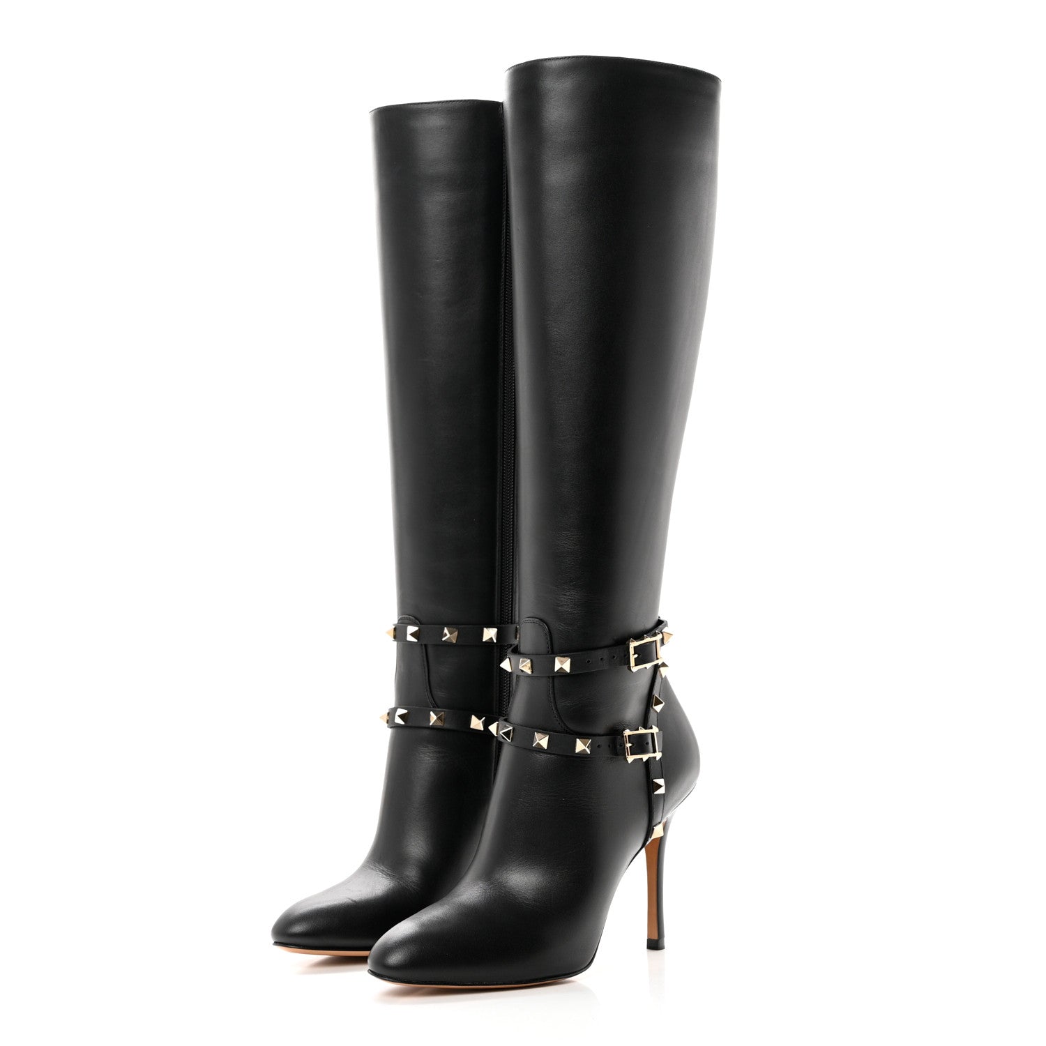 VALENTINO GARAVANI CALFSKIN ROCKSTUD KNEE-HIGH BOOTS