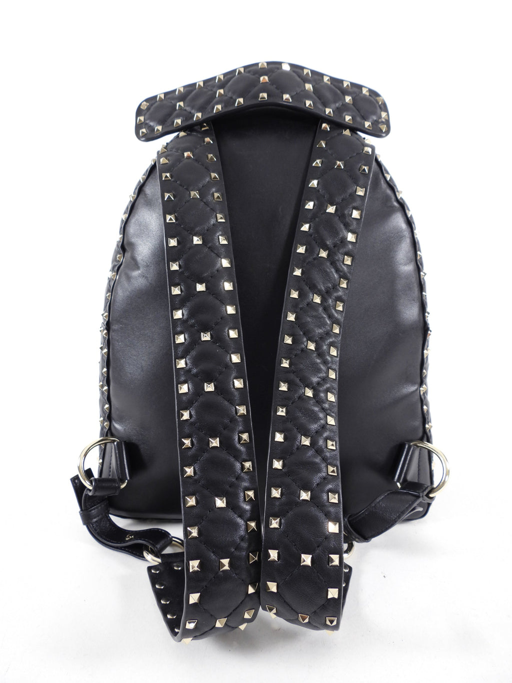 Valentino Black Leather and Gold Rock Stud Small Backpack
