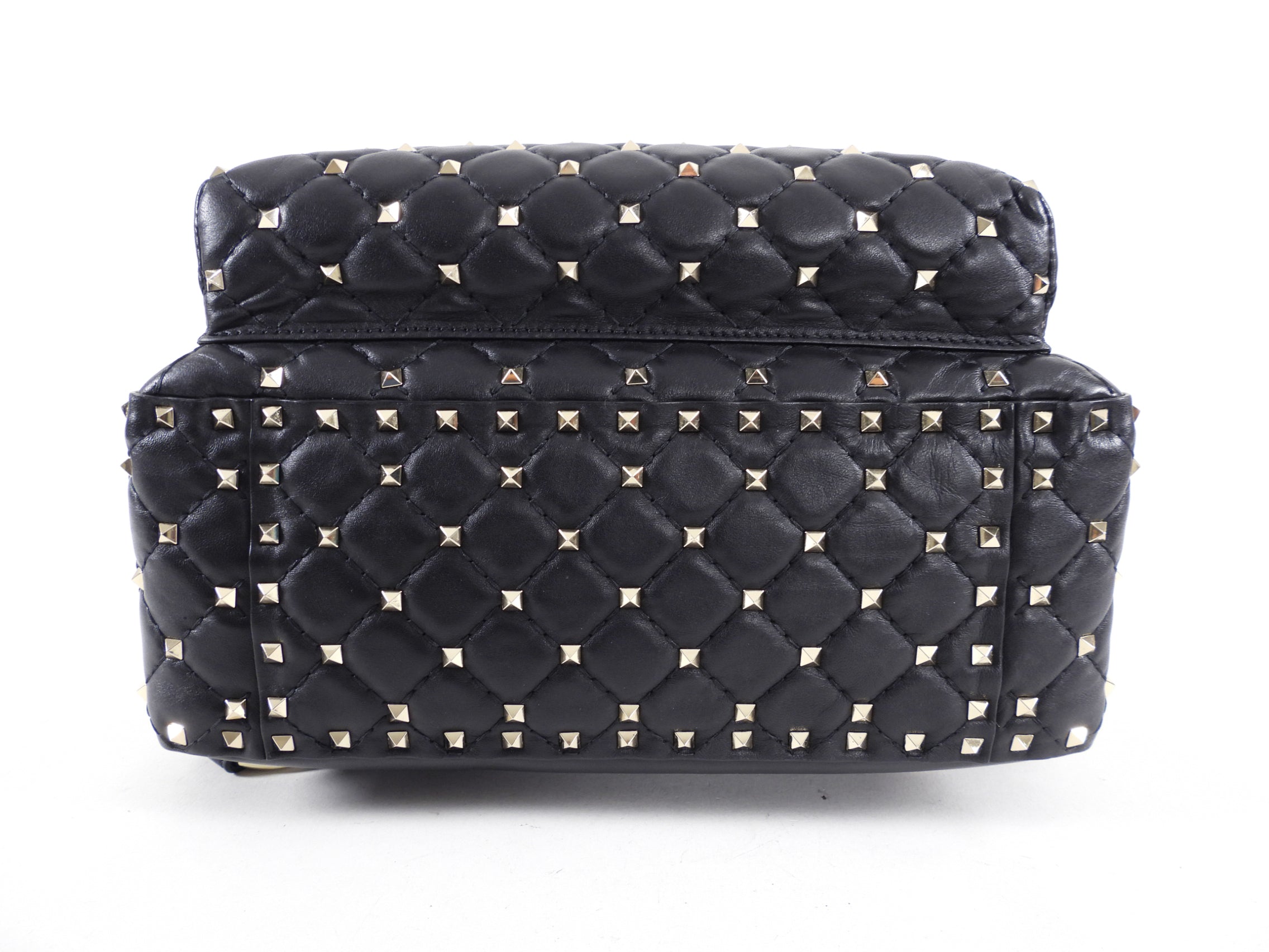 Valentino Black Leather and Gold Rock Stud Small Backpack