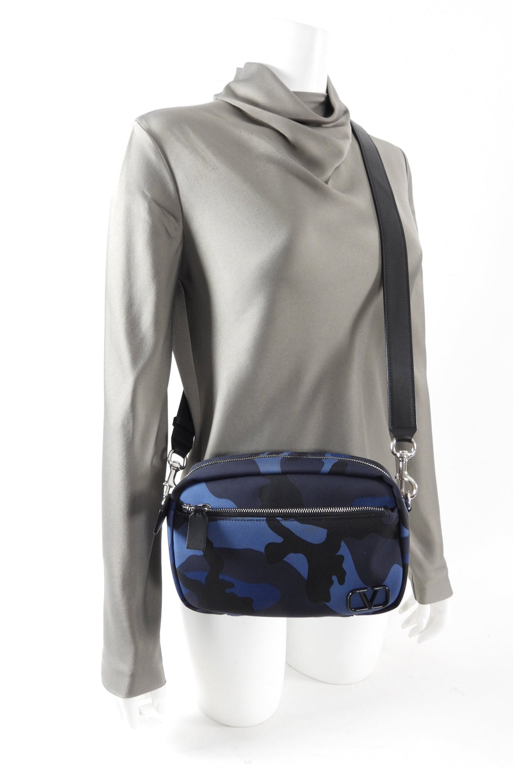 Valentino Blue Camo Nylon Shoulder Bag