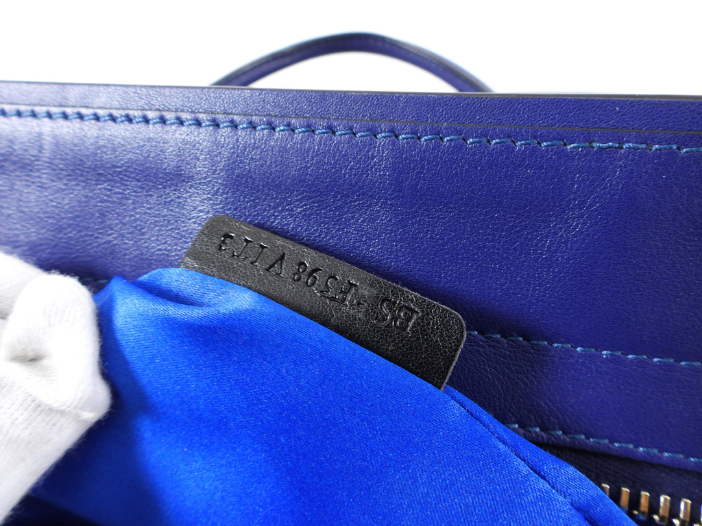 Valentino Cobalt Blue Leather Rock Stud Zipper Tote Bag