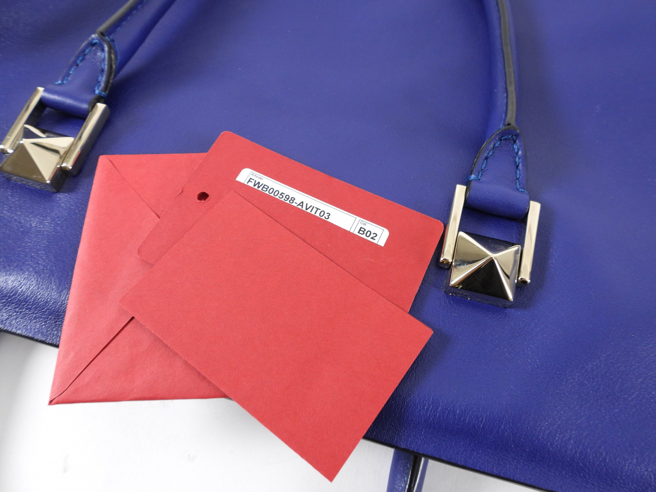 Valentino Cobalt Blue Leather Rock Stud Zipper Tote Bag