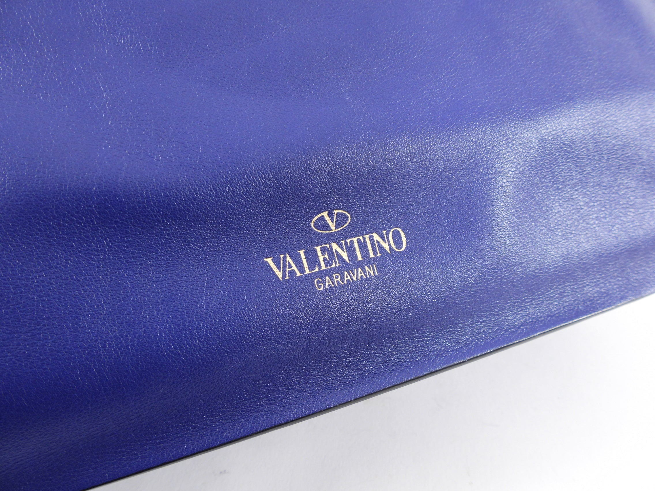 Valentino Cobalt Blue Leather Rock Stud Zipper Tote Bag