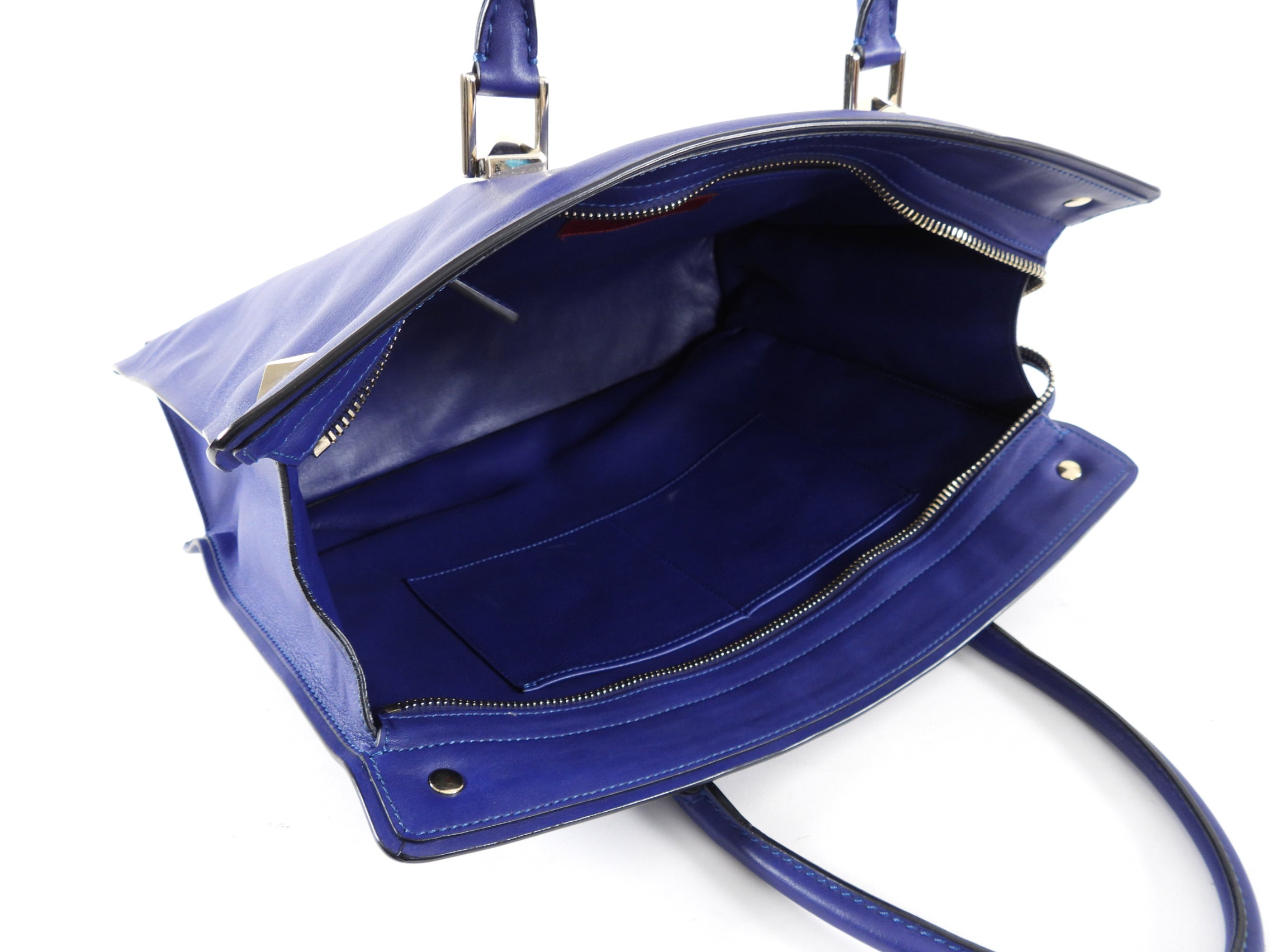 Valentino Cobalt Blue Leather Rock Stud Zipper Tote Bag