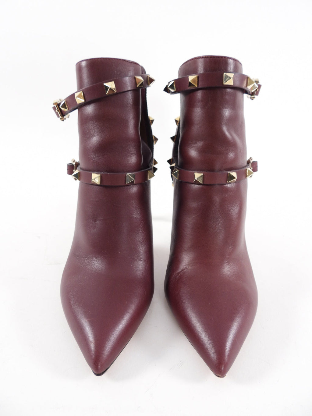 Valentino Burgundy Rock Stud High Heel Ankle Boot - 40 / 9