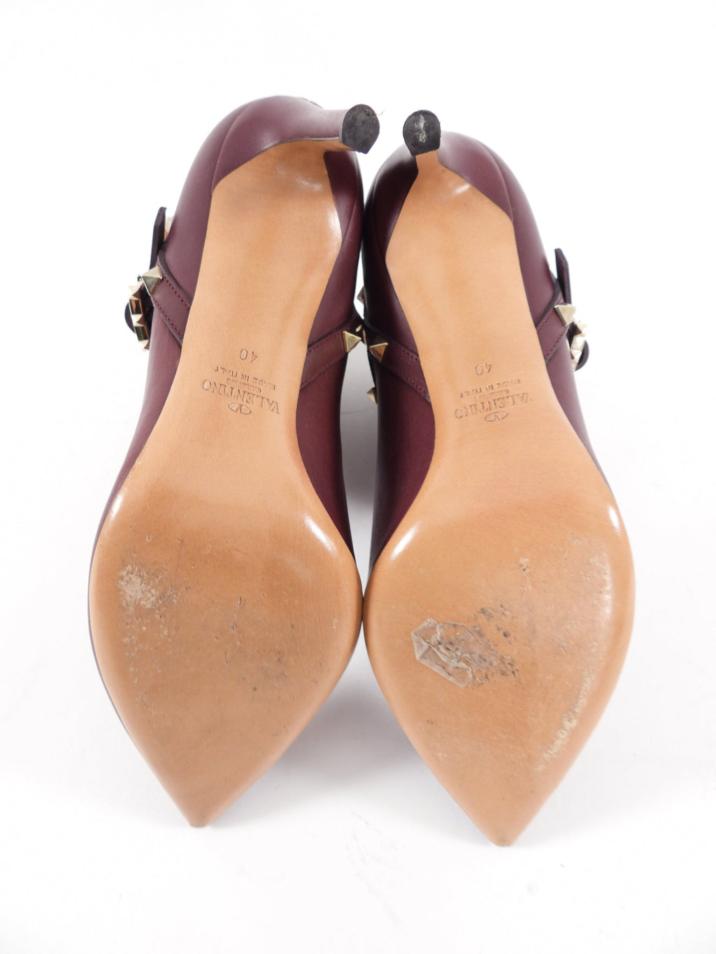 Valentino Burgundy Rock Stud High Heel Ankle Boot - 40 / 9