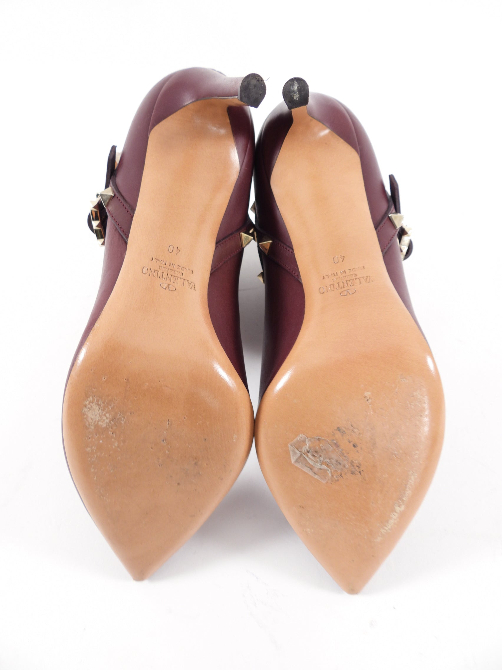 Valentino Burgundy Rock Stud High Heel Ankle Boot - 40 / 9