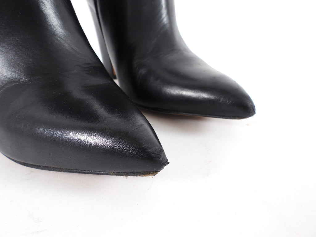 Valentino Black Leather Rockstud Zip Ankle Boot -36