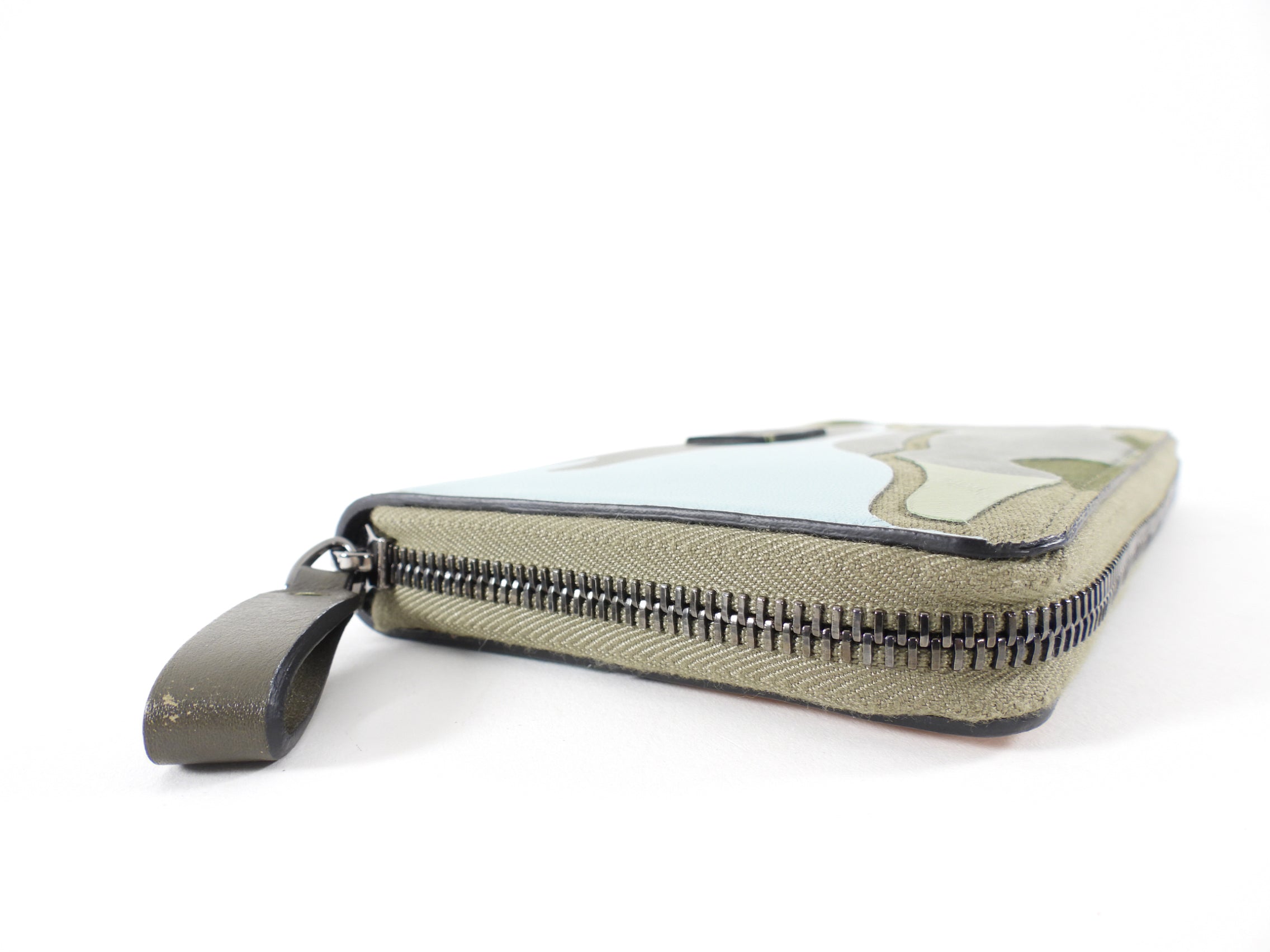 Valentino Army and Peach Camo Continental Zippy Wallet
