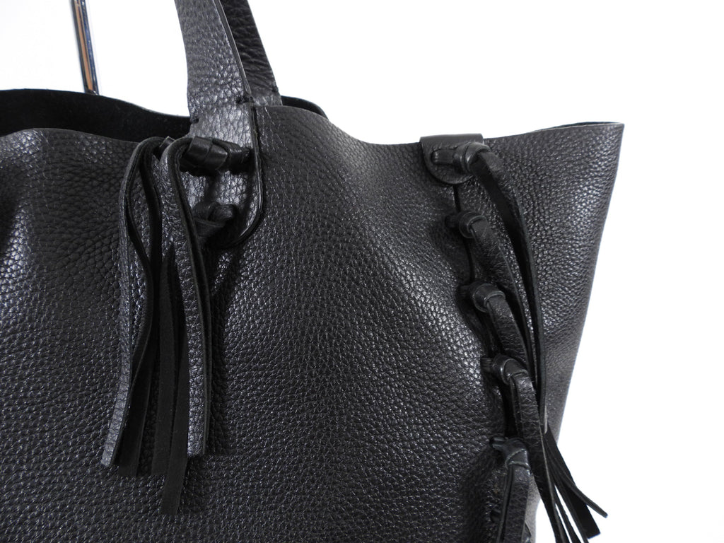 Valentino C-Rockee Leather Fringe Tote Bag