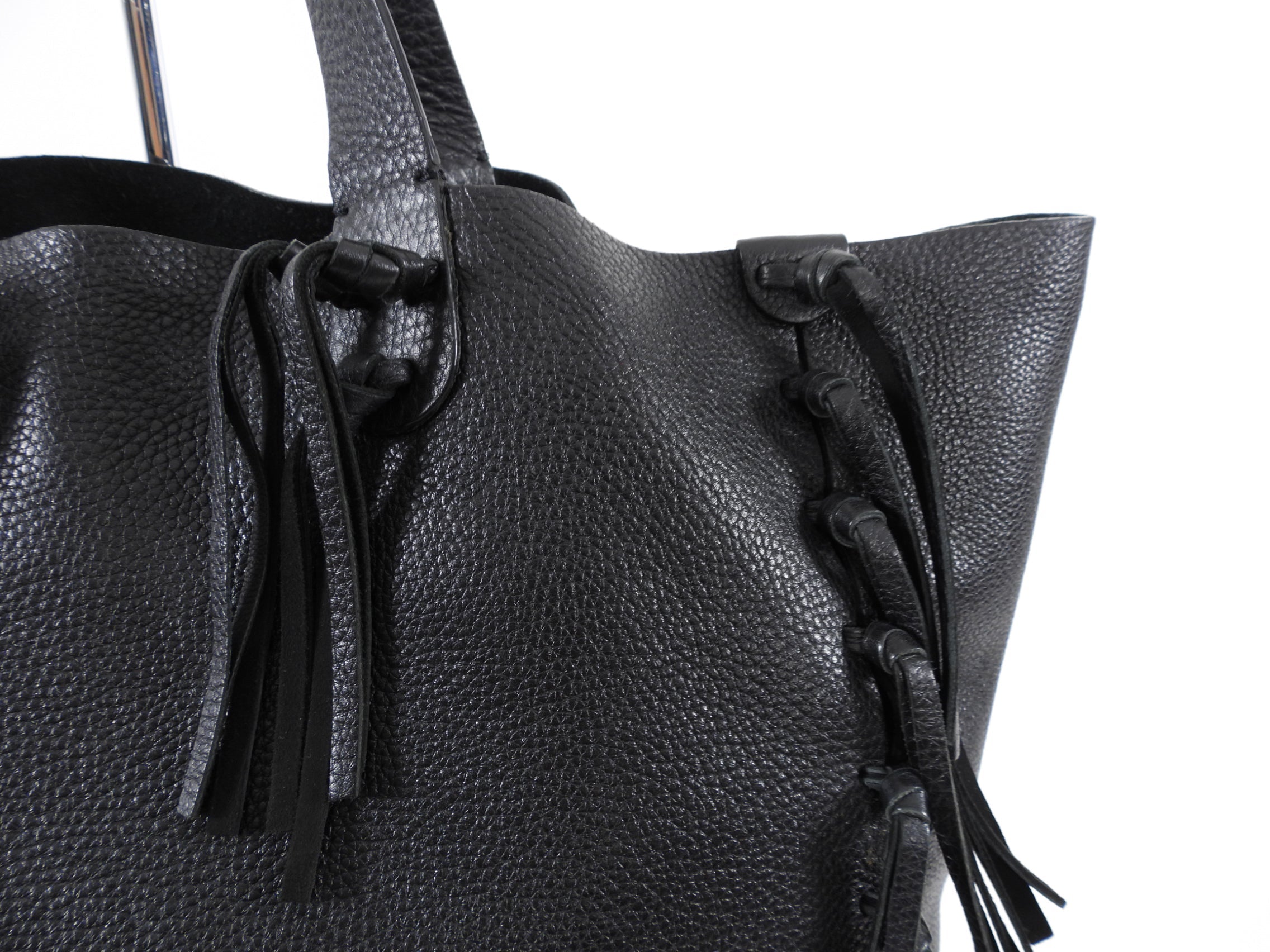 Valentino C-Rockee Leather Fringe Tote Bag