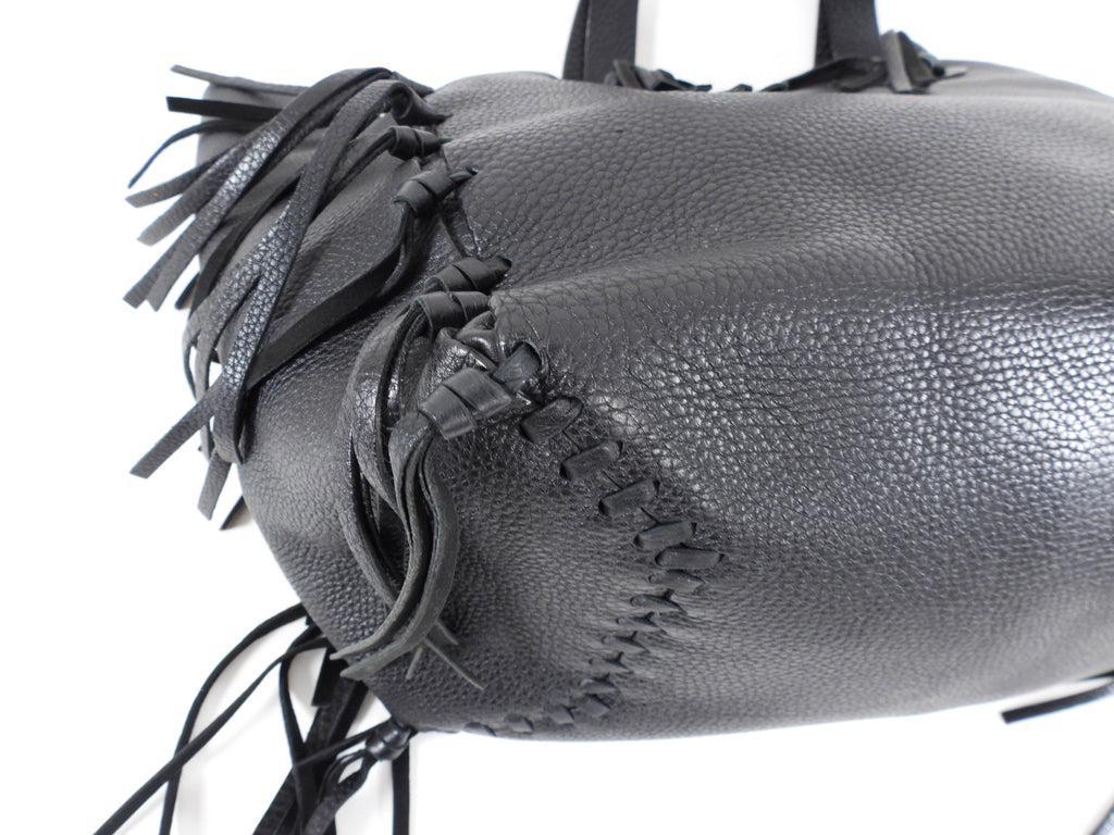 Valentino C-Rockee Leather Fringe Tote Bag
