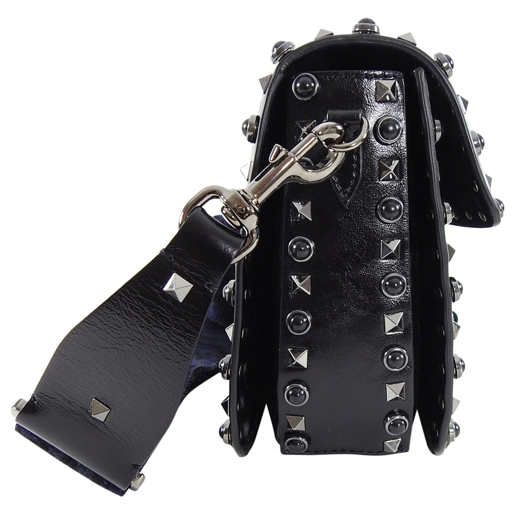 Valentino Noir Black Rockstud Rolling Guitar Strap Bag