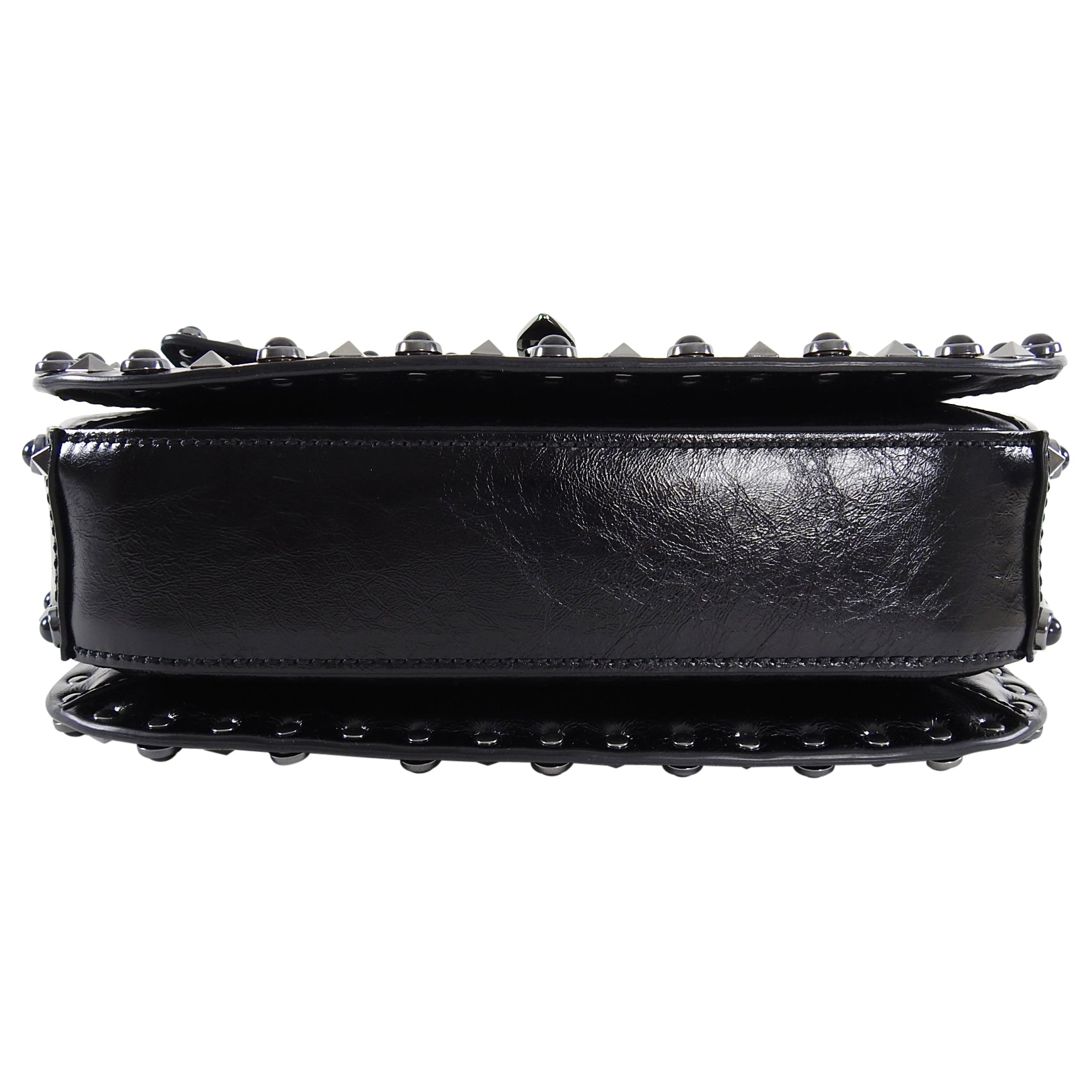 Valentino Noir Black Rockstud Rolling Guitar Strap Bag