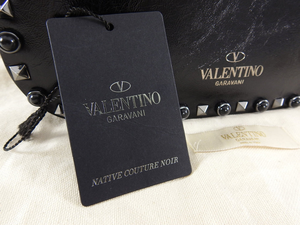 Valentino Noir Black Rockstud Rolling Guitar Strap Bag