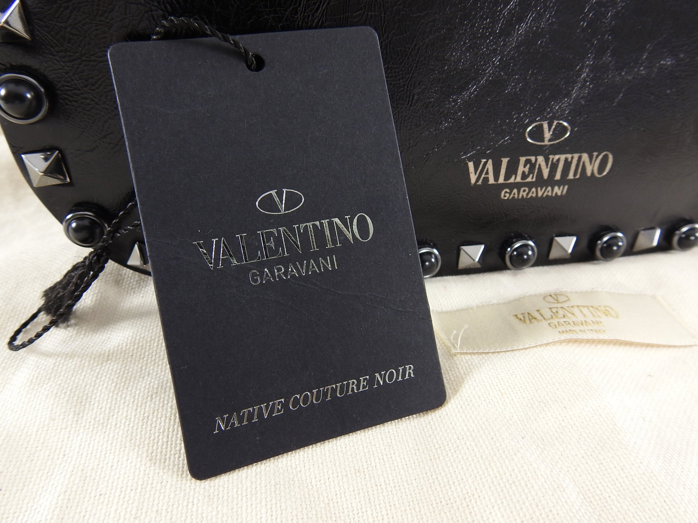 Valentino Noir Black Rockstud Rolling Guitar Strap Bag