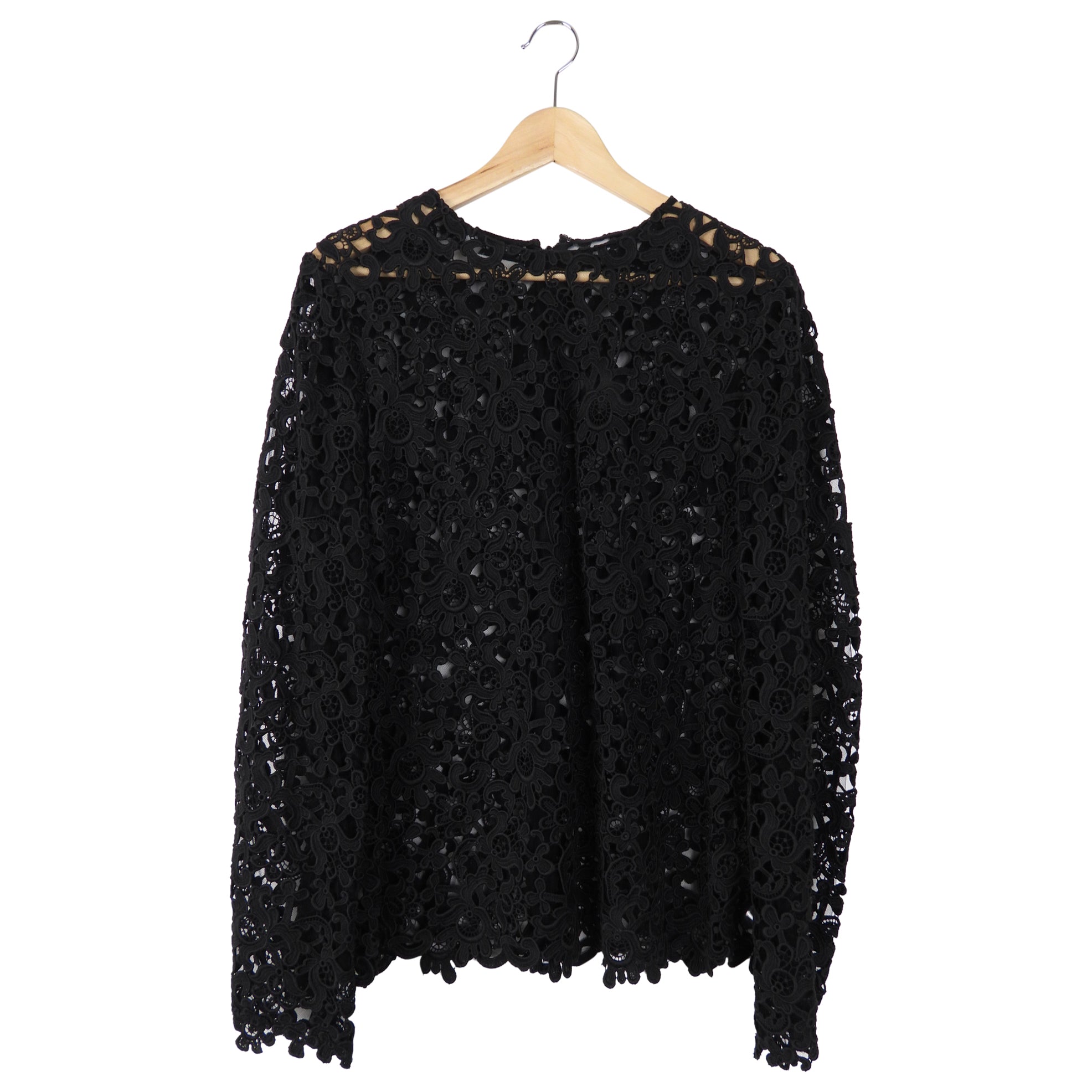 Valentino Black Guipure Lace Top - L (10)