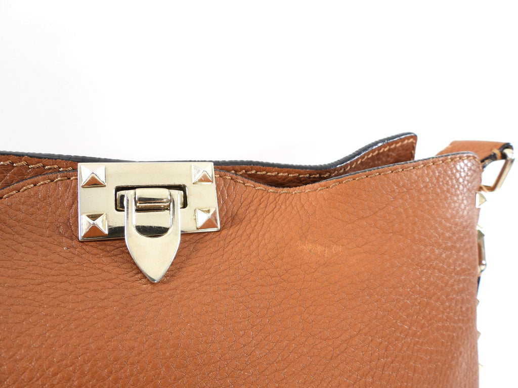 Valentino Rockstud Tan Brown Crossbody Messenger Bag