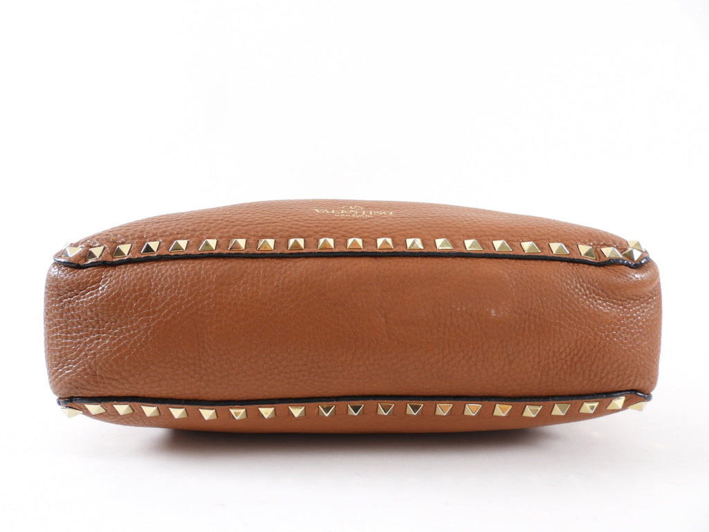 Valentino Rockstud Tan Brown Crossbody Messenger Bag