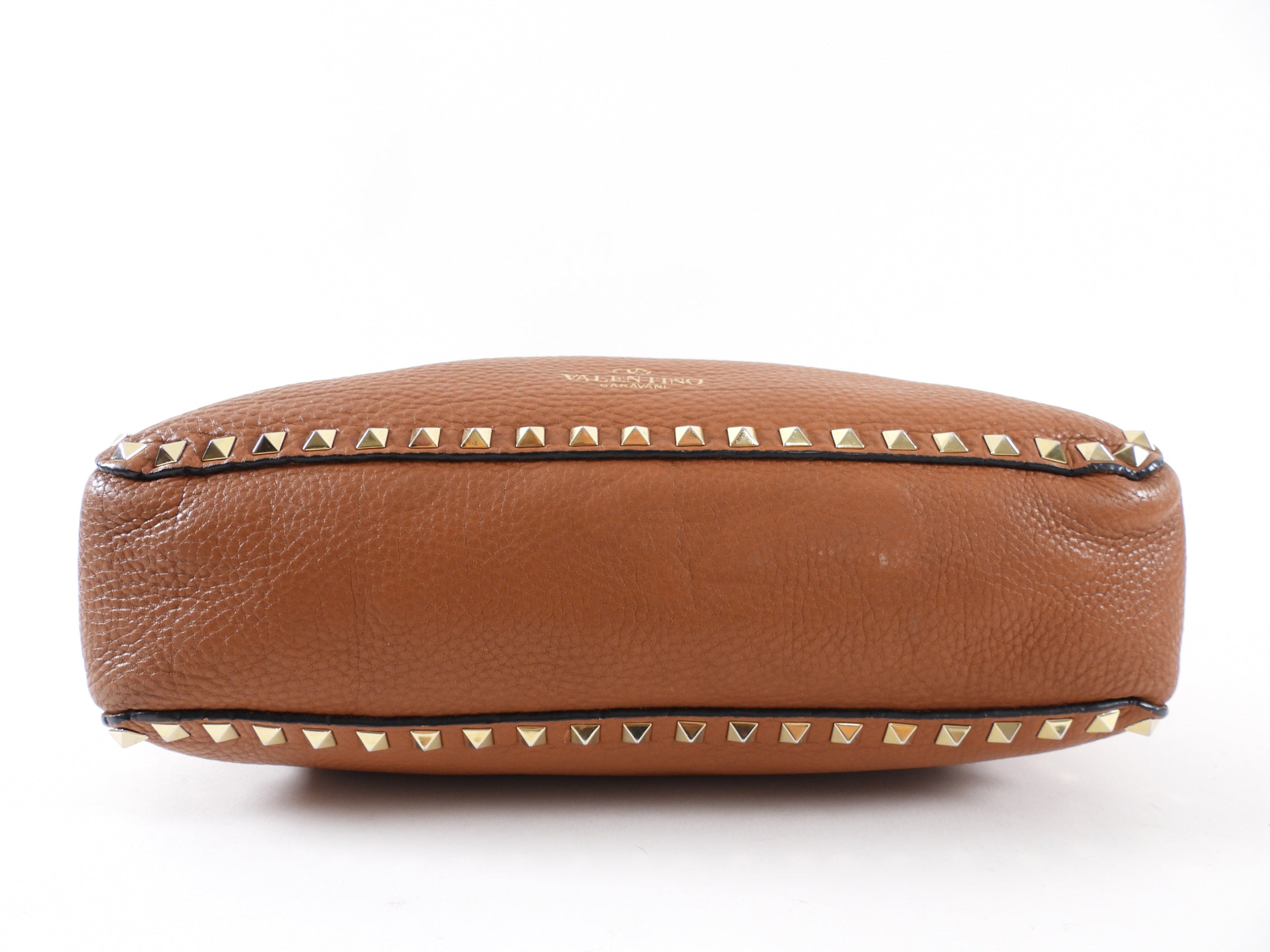 Valentino Rockstud Tan Brown Crossbody Messenger Bag