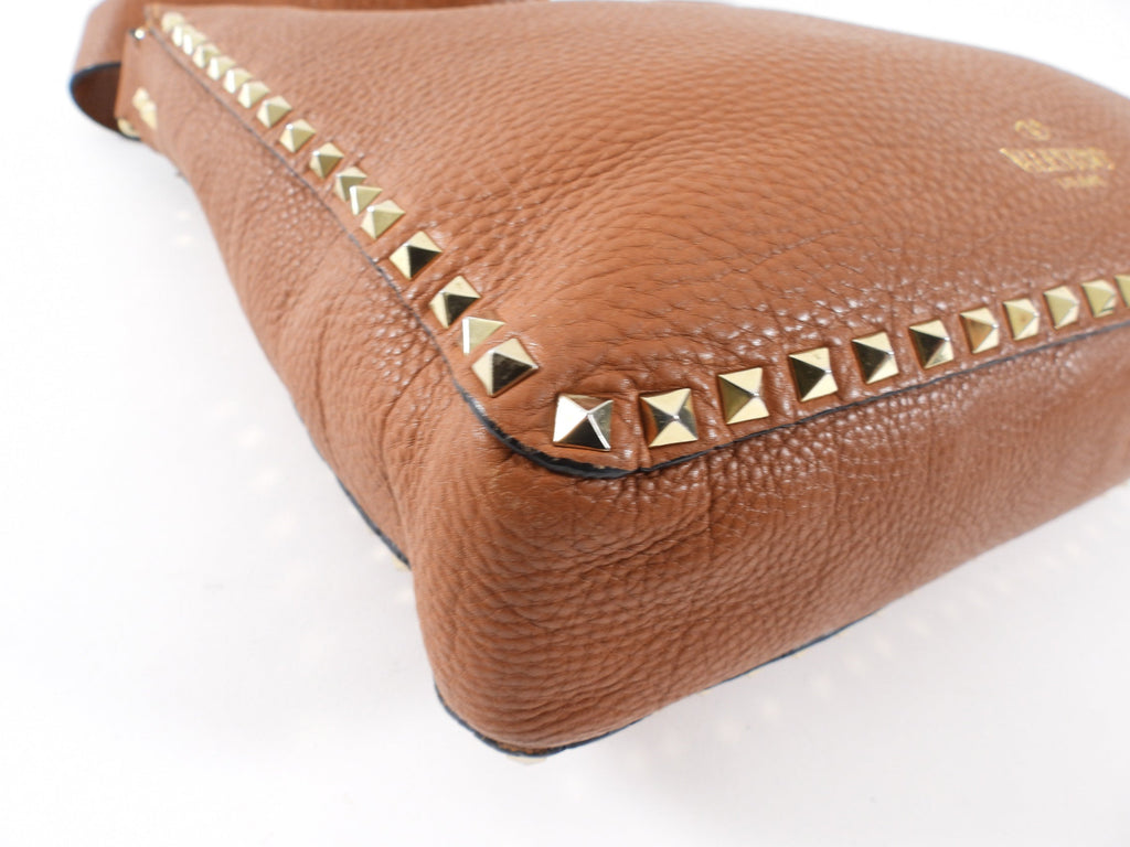 Valentino Rockstud Tan Brown Crossbody Messenger Bag