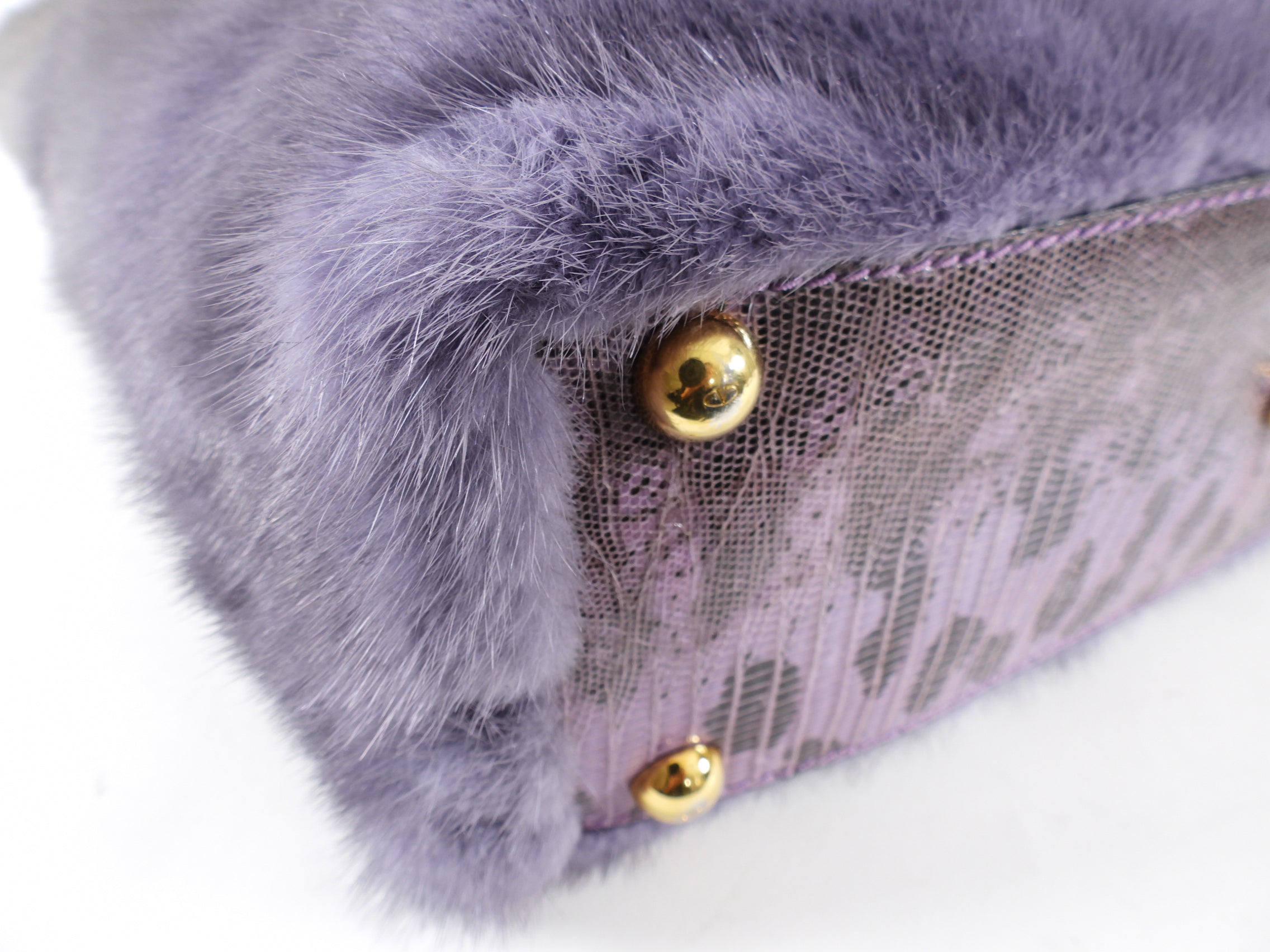 Valentino Purple Stripe Mink and Karung Lizard Tote Bag