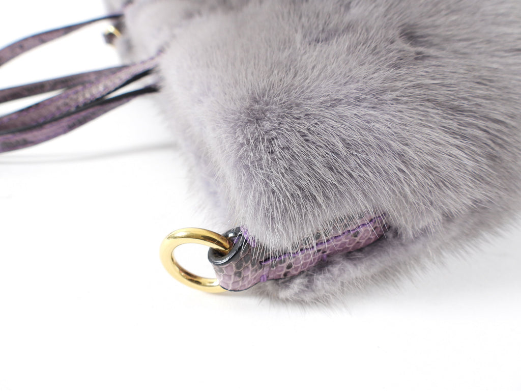 Valentino Purple Stripe Mink and Karung Lizard Tote Bag
