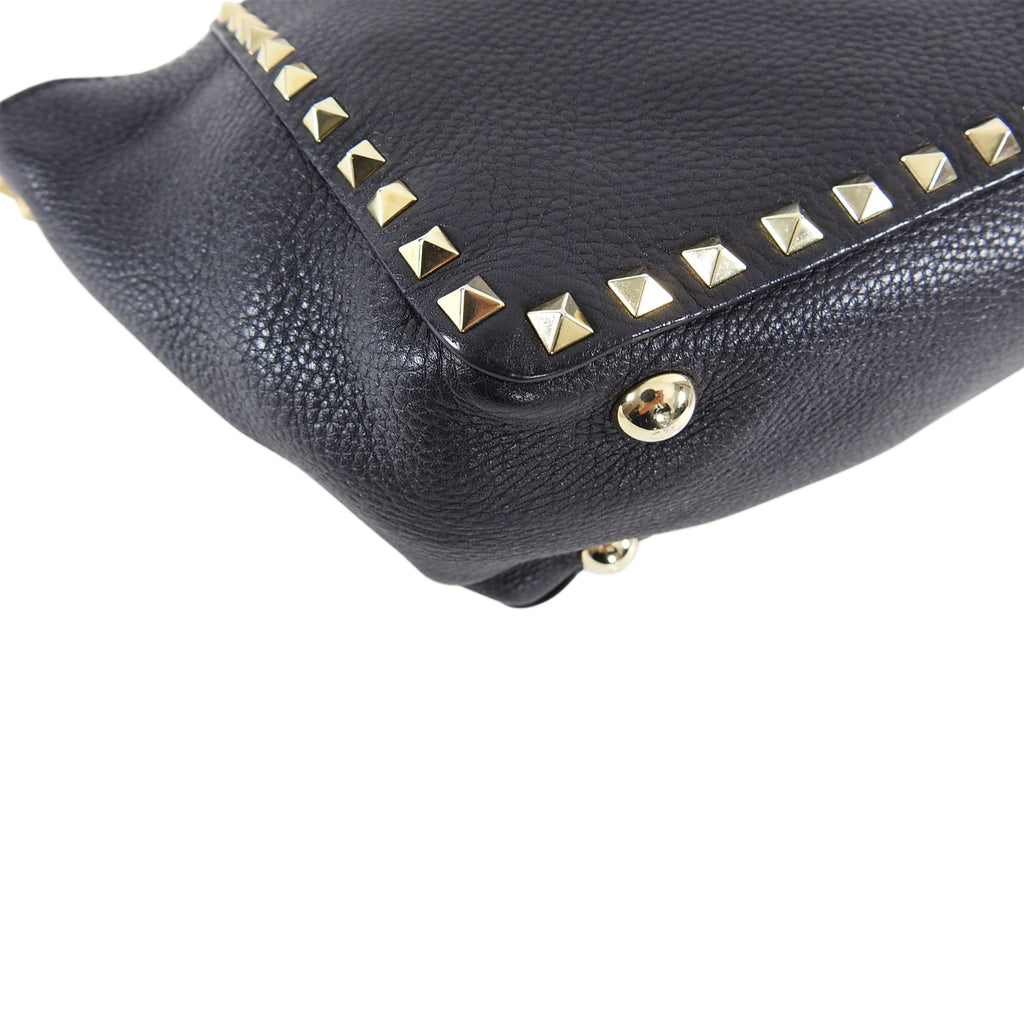 Valentino Rock Stud Black Leather Trapeze 2 Way Bag