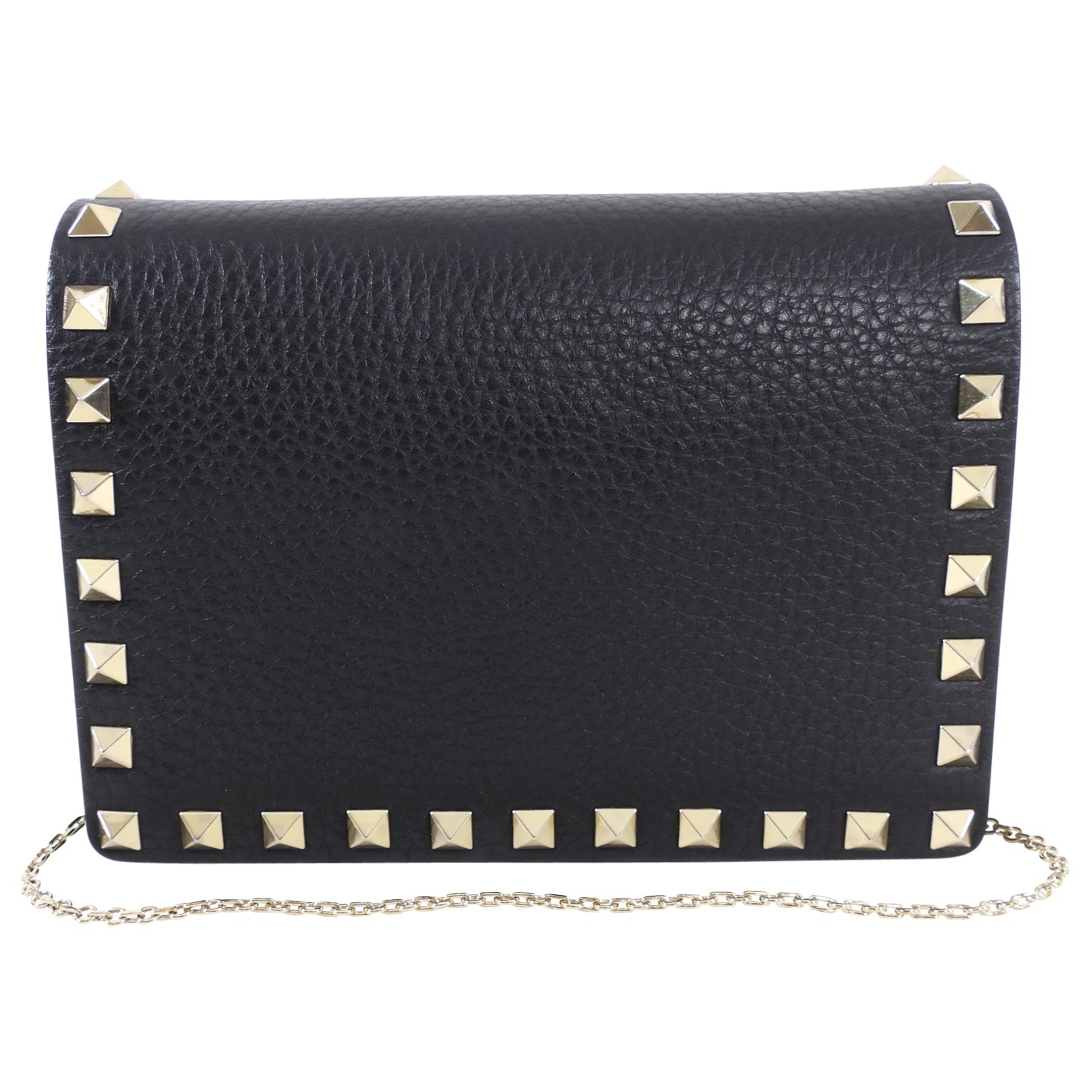 Valentino Mini Rock Stud Black Leather WOC Wallet on Chain