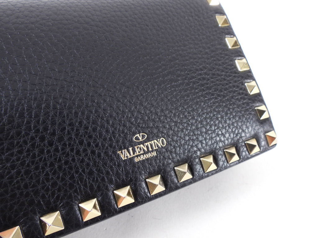 Valentino Mini Rock Stud Black Leather WOC Wallet on Chain