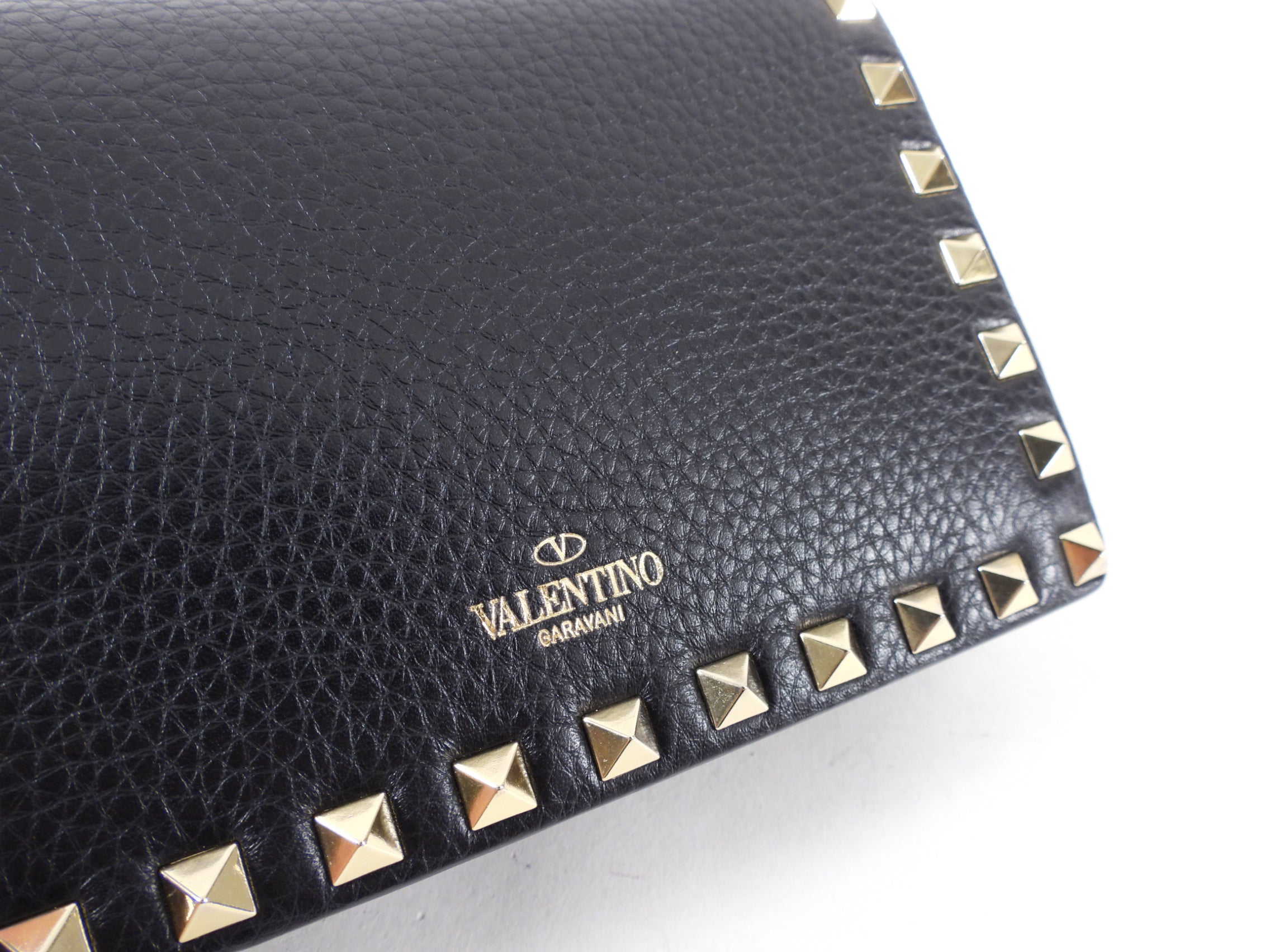 Valentino Mini Rock Stud Black Leather WOC Wallet on Chain