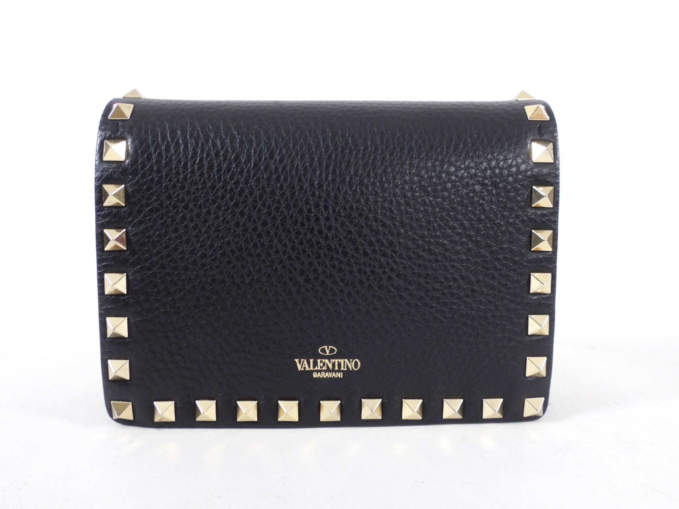 Valentino Mini Rock Stud Black Leather WOC Wallet on Chain