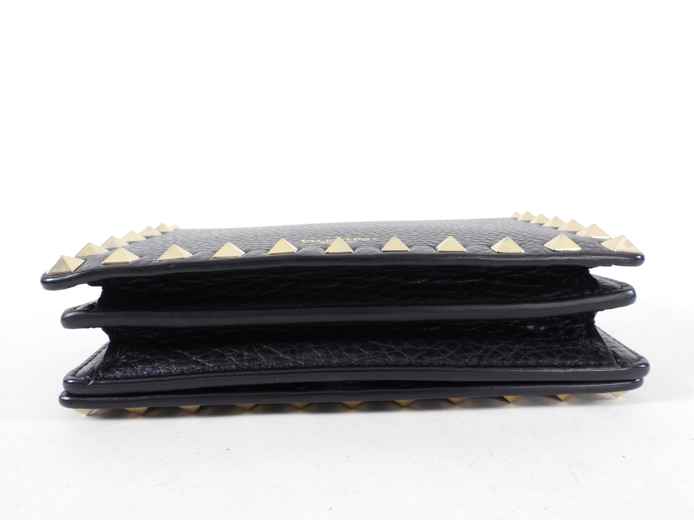 Valentino Mini Rock Stud Black Leather WOC Wallet on Chain