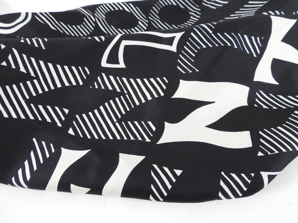 Valentino Black and White Silk Logo Skirt - 8