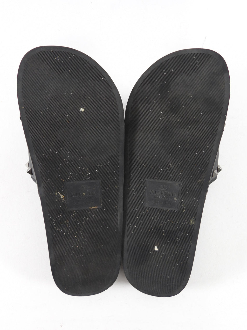 Valentino Rockstud Black Rubber Flat Pool Slides - 39