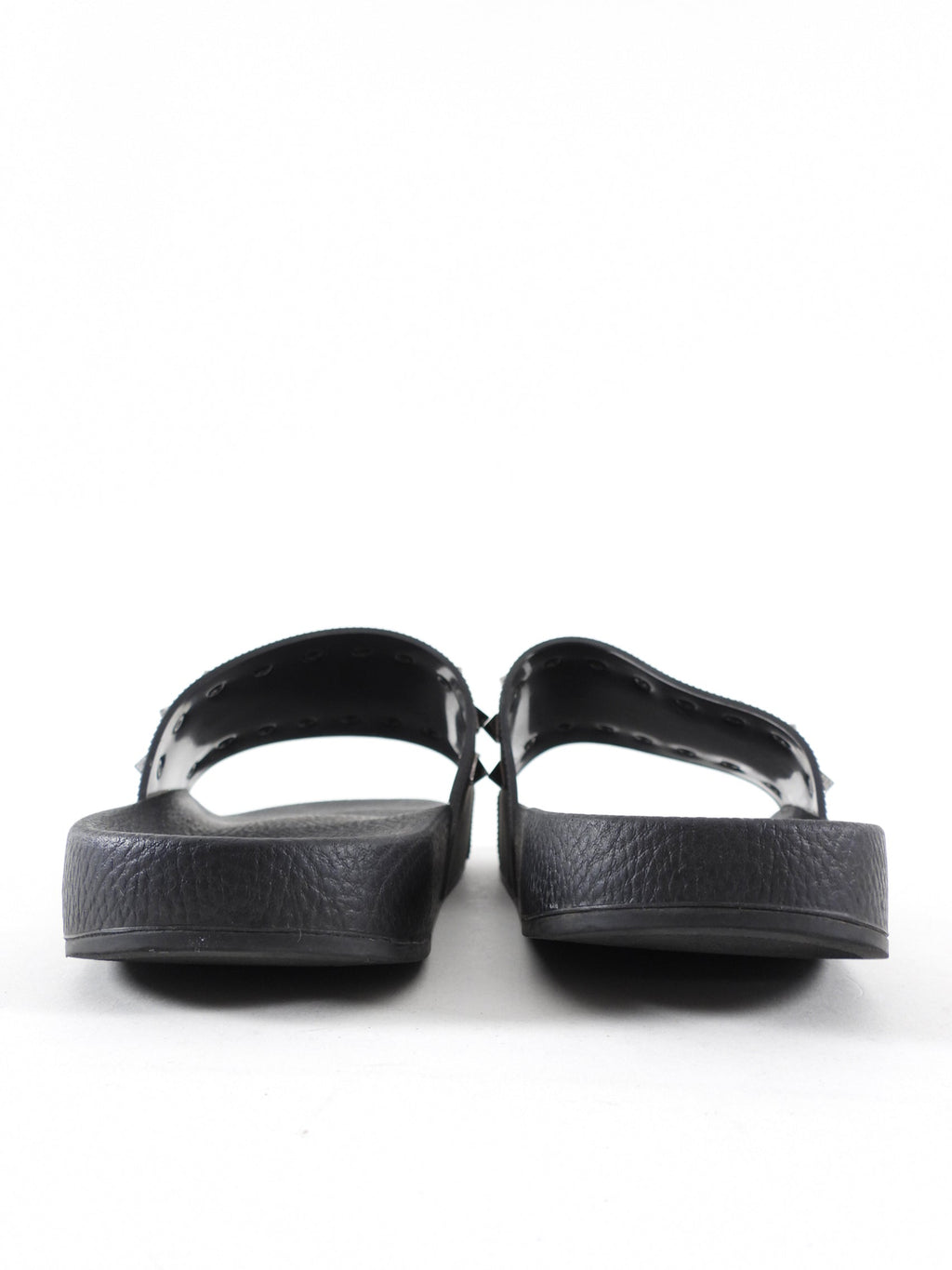 Valentino Rockstud Black Rubber Flat Pool Slides - 39