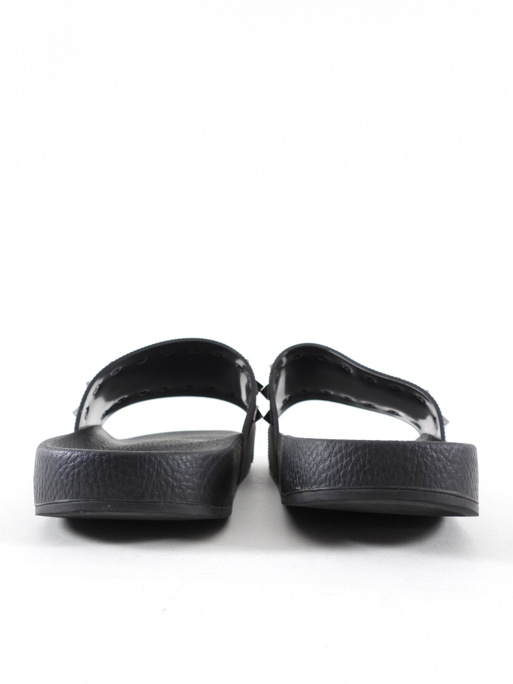 Valentino Rockstud Black Rubber Flat Pool Slides - 39