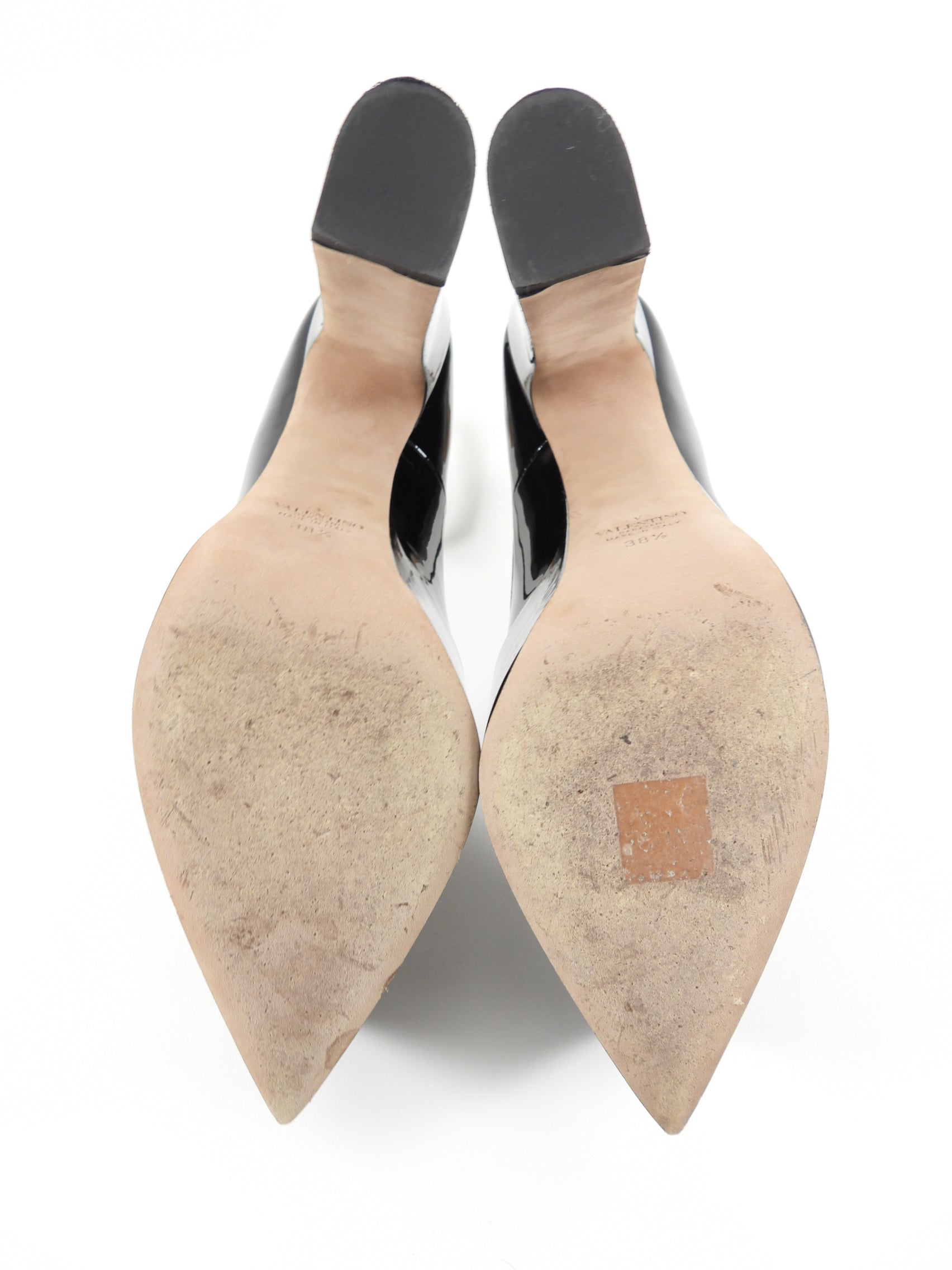 Valentino Black Patent Leather Tan-Go Platform Block Heel Pumps - EU38